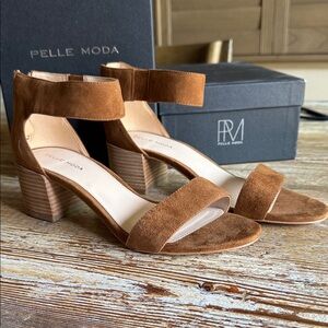 Pelle Moda Tan Suede Block Heels